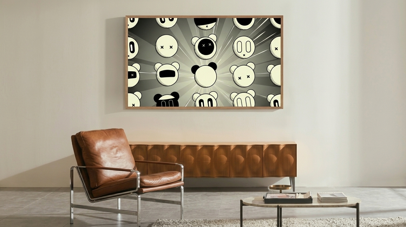 Supermental displayed on a Samsung Frame TV in a living room